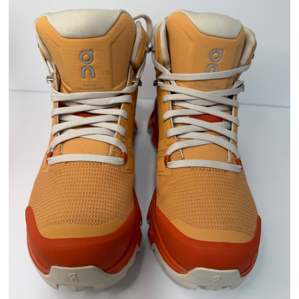 On Cloudrock Waterproof Hiking Boots Orange Womens 7.5 - Picture 2 of 8